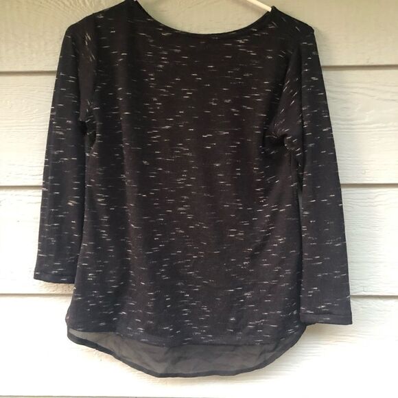 H&M gray black geometric silver design thin knit sweater top blouse girl/14 - Picture 5 of 9